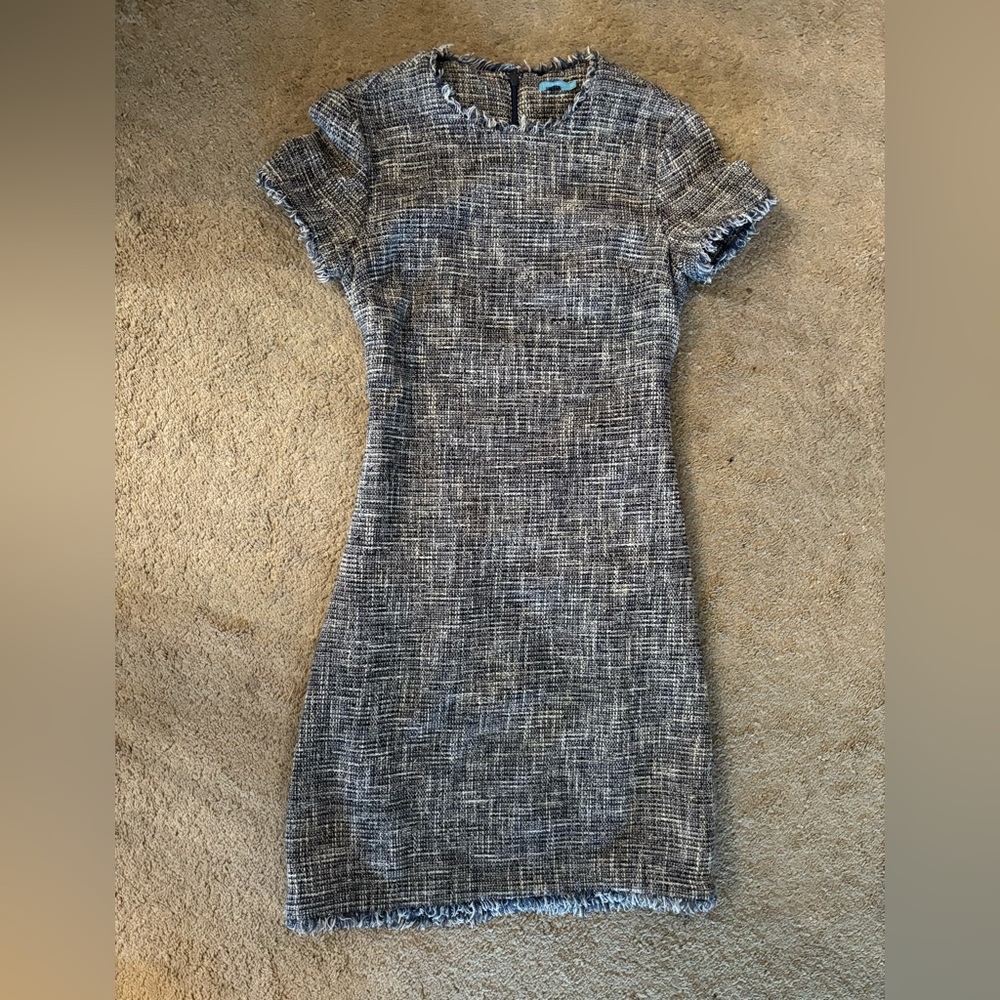 J. McLaughlin Blue Tweed Midi Dress